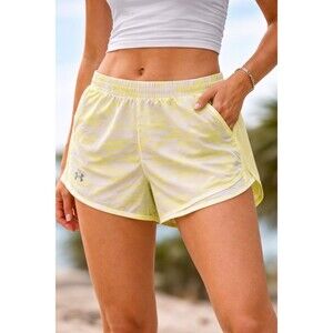 Under Armour Neon Yellow Running Shorts Women’s Athletic Mesh Lined Size Medium